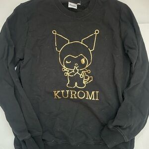 Medium Black Sanrio Kuromi Crewneck Sweatshirt with Gold Accents